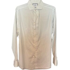 Excellent Charles Tyrwhitt Slim Fit Dress Shirt. White with subtle green stripe
